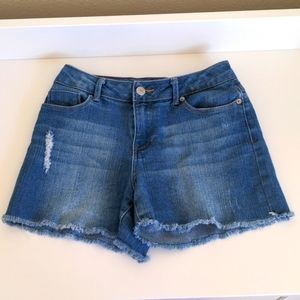 Calvin Klein Mid Rise Boy Blue Jean Shorts Size 12 Light Wash Raw Hem